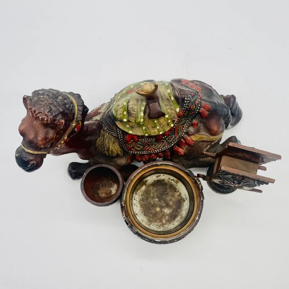 Judd Cast Iron Smoke Stand Match Holder Desk Table Top Camel Egypt‎ Pharaoh Face